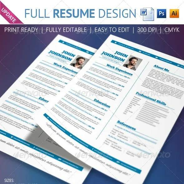 Full resume design layout contoh cv menarik