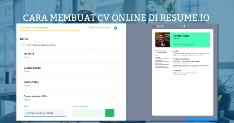 Cara Membuat Resume atau CV Online di Situs Resume.io