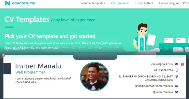 Cara Membuat CV Gratis di Novoresume.com