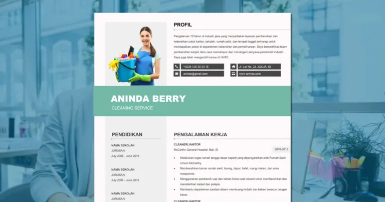 Contoh CV Cleaning Service Rapi Menarik Word