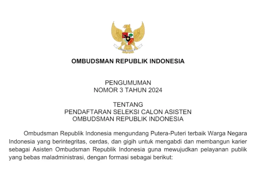 Seleksi Calon Asisten Ombudsman Republik Indonesia