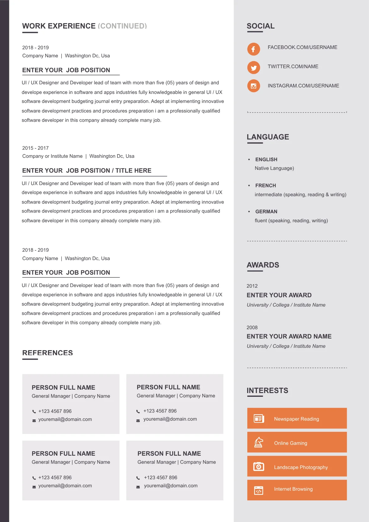 CV User Experience Designer